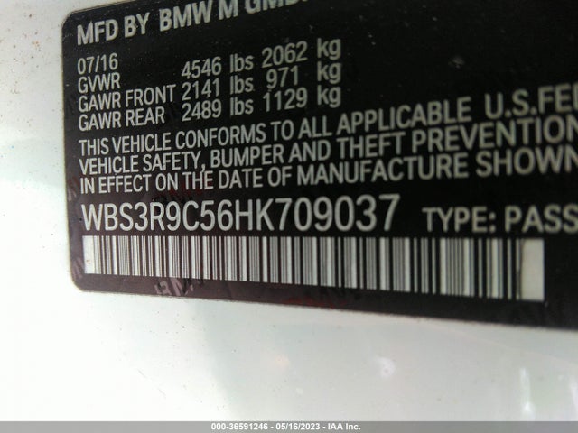 2017 BMW M4, VIN: WBS3R9C56HK709037