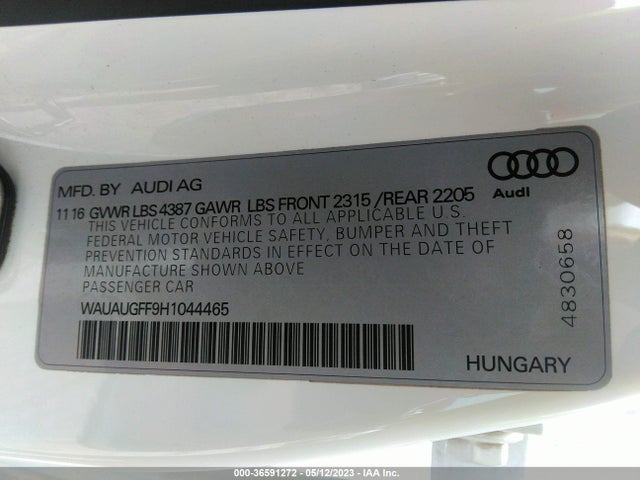 WAUAUGFF9H1044465 Audi A3 Sedan Premium