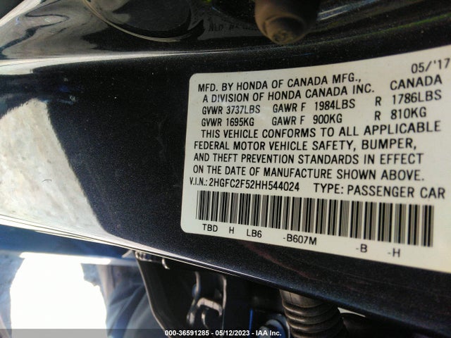 Honda Civic Sedan Lx 2017 2HGFC2F52HH544024 Image 9