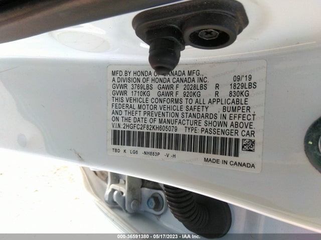 Honda Civic Sedan Sport 2019 2HGFC2F82KH605079 Image 10