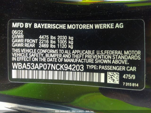 WBA53AP07NCK94203 BMW 4 Series 430i