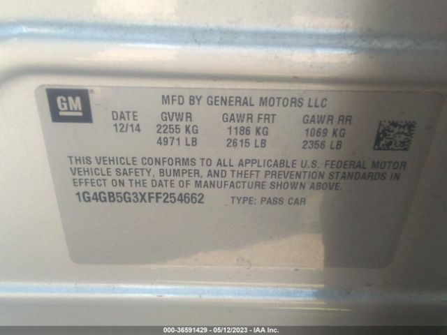 1G4GB5G3XFF254662 Buick Lacrosse Leather