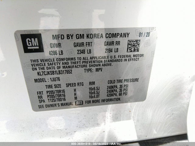 Chevrolet TRAX LS 2020 KL7CJKSB1LB317652 Image 9