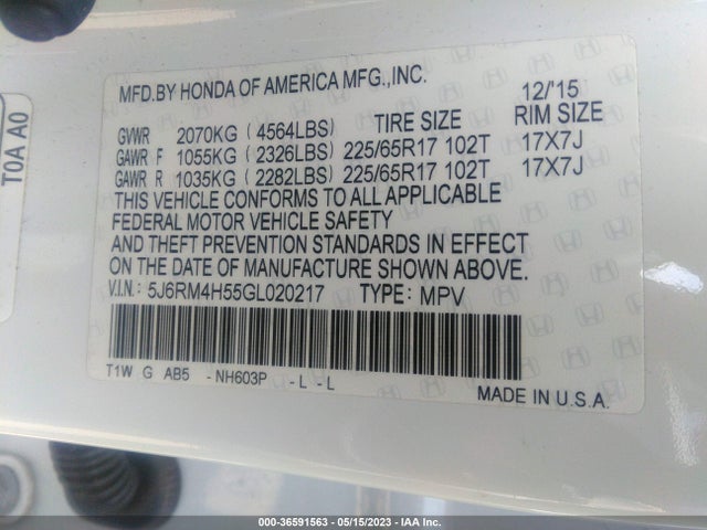 Honda CR-V EX 2016 5J6RM4H55GL020217 Image 9