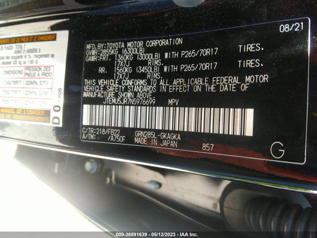 Toyota 4RUNNER SR5 2022 JTEMU5JR7N5976699 Image 9