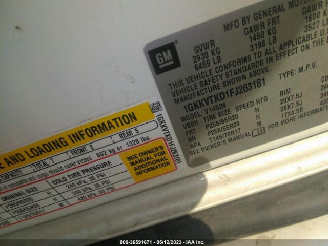 1GKKVTKD1FJ263181 GMC Acadia Denali