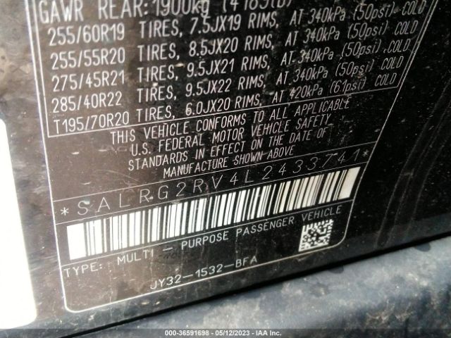 SALRG2RV4L2433741 Land Rover Discovery Se