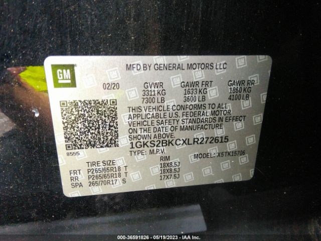 1GKS2BKCXLR272615 GMC YUKON SLT