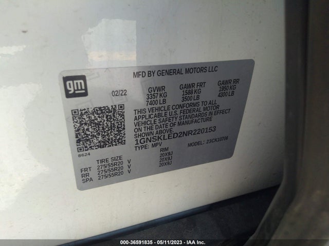 Chevrolet Tahoe Commercial 2022 1GNSKLED2NR220153 Image 10