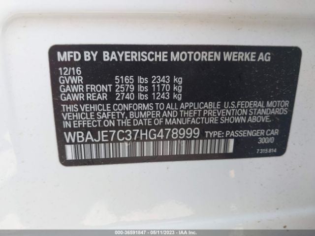 WBAJE7C37HG478999 BMW 5 Series 540i Xdrive