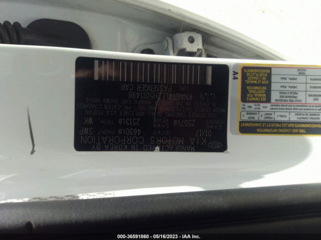 KNAGT4LE2H5011498 KIA Optima Hybrid Base