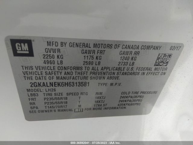 2GKALNEK6H6313581 GMC Terrain Sle