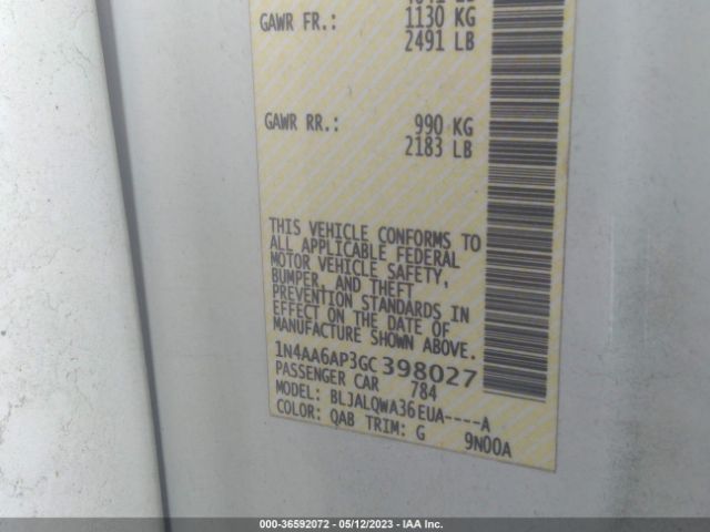 1N4AA6AP3GC398027 Nissan Maxima 3.5 S