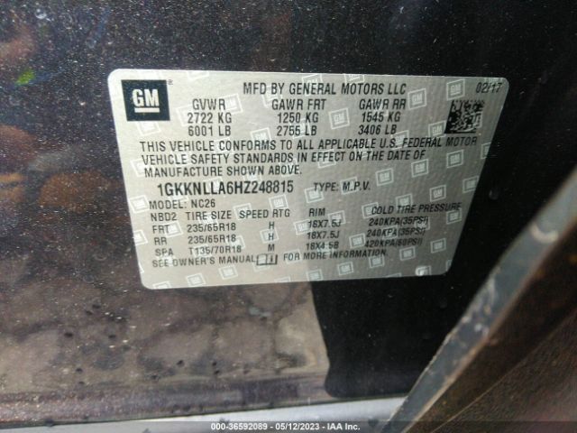 1GKKNLLA6HZ248815 GMC ACADIA SLE