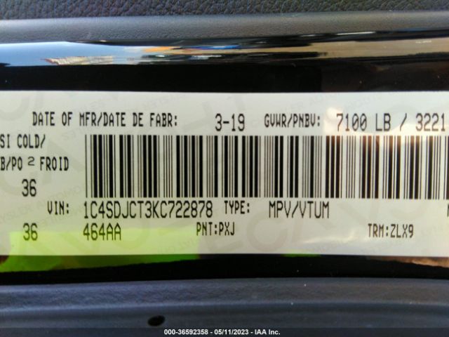 1C4SDJCT3KC722878 Dodge Durango R/t