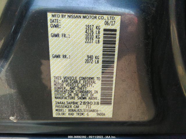 1N4AL3AP8HC289038 Nissan Altima 2.5 Sl