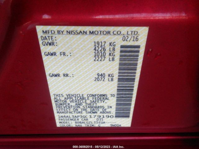 1N4AL3AP3GC179190 Nissan ALTIMA 2.5