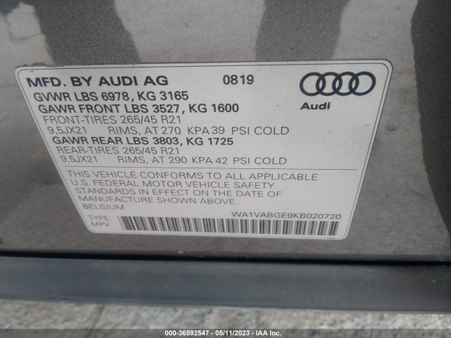 2019 Audi e-tron, VIN: WA1VABGE9KB020720