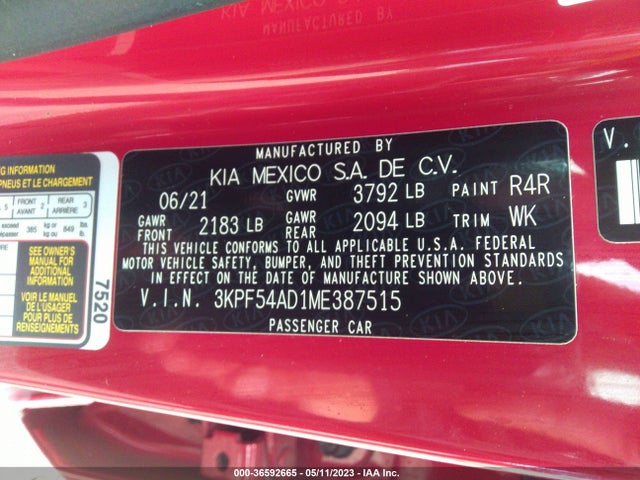 KIA FORTE EX 2021 3KPF54AD1ME387515 Image 10