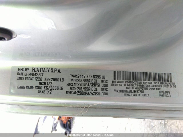 ZFBERFAB0J6K67204 RAM Promaster City Tradesman