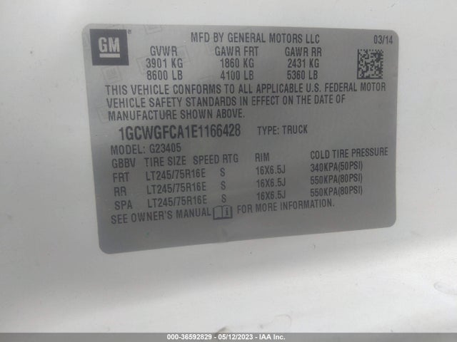 Chevrolet EXPRESS CARGO VAN 2014 1GCWGFCA1E1166428 Image 10