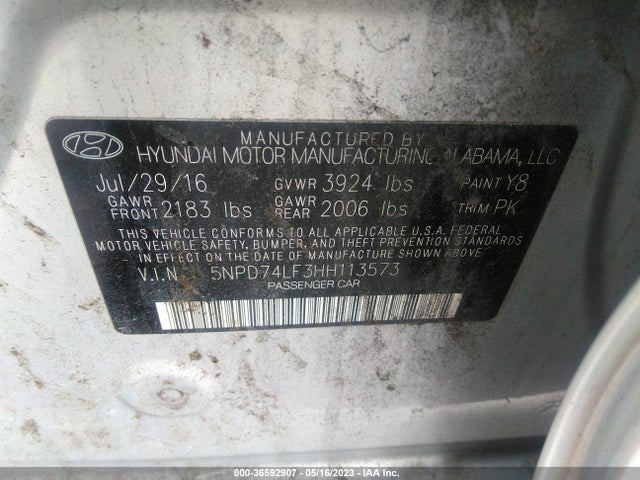 Hyundai ELANTRA SE 2017 5NPD74LF3HH113573 Image 9
