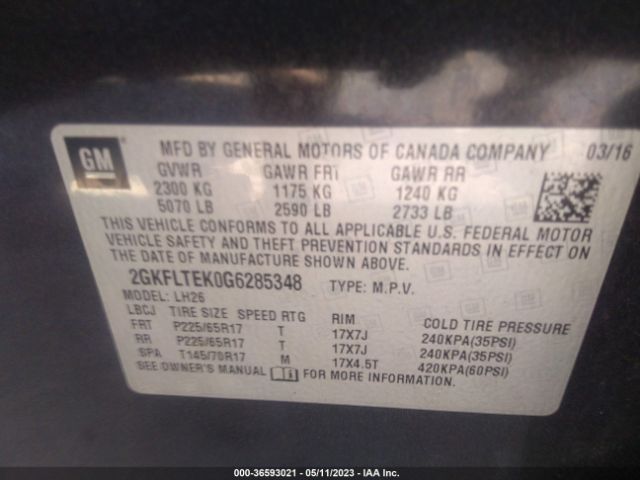 2GKFLTEK0G6285348 GMC Terrain Sle