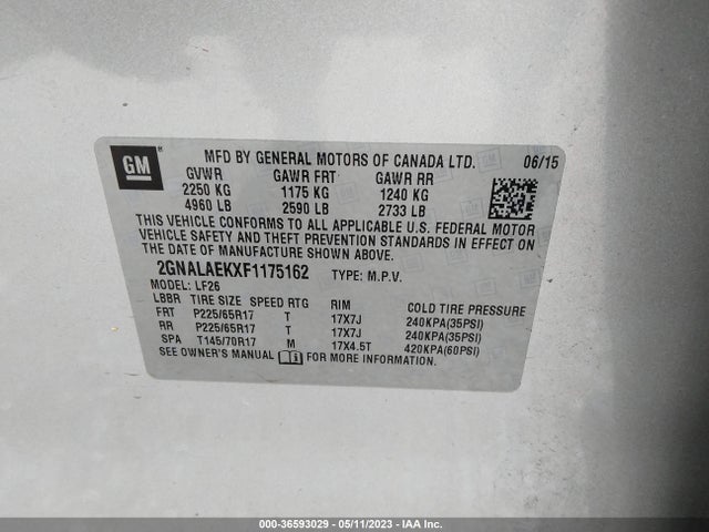 Chevrolet EQUINOX LS 2015 2GNALAEKXF1175162 Image 9