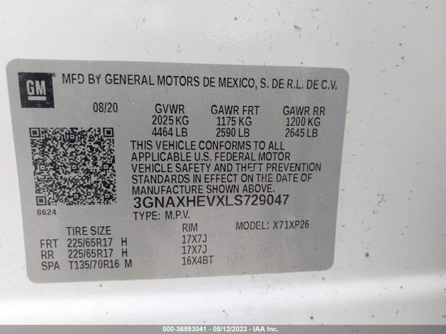 Chevrolet EQUINOX LS 2020 3GNAXHEVXLS729047 Image 9