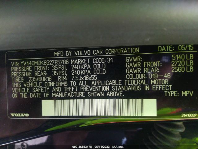 YV440MDK8G2785786 Volvo Xc60 T5 Drive-e Premier