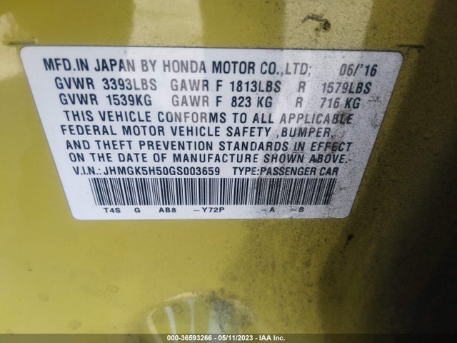 Honda FIT LX 2016 JHMGK5H50GS003659 Image 11
