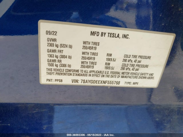 7SAYGDEEXNF555768 Tesla Model Y Long Range