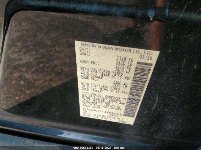 5N1AZ2MG5GN109463 Nissan Murano Platinum