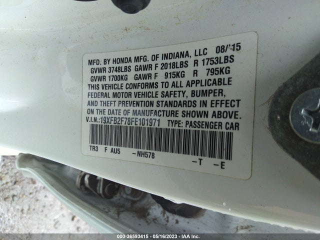 Honda Civic Sedan Se 2015 19XFB2F78FE101971 Image 9