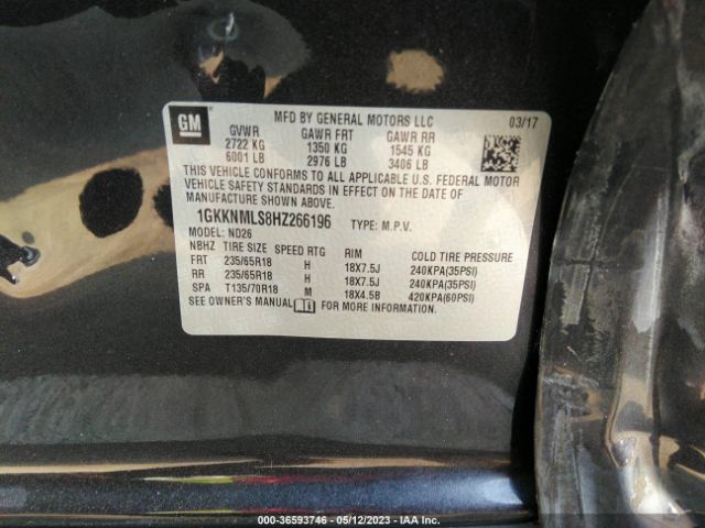 1GKKNMLS8HZ266196 GMC ACADIA SLT