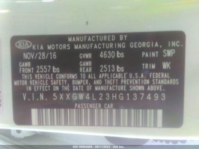 5XXGW4L23HG137493 KIA OPTIMA SX