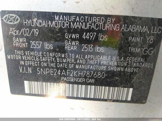 Hyundai SONATA SE 2019 5NPE24AF2KH787680 Image 11