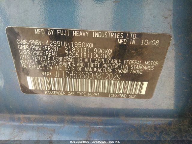 2009 SUBARU IMPREZA WAGON JF1GH63689H812029 Photo 8