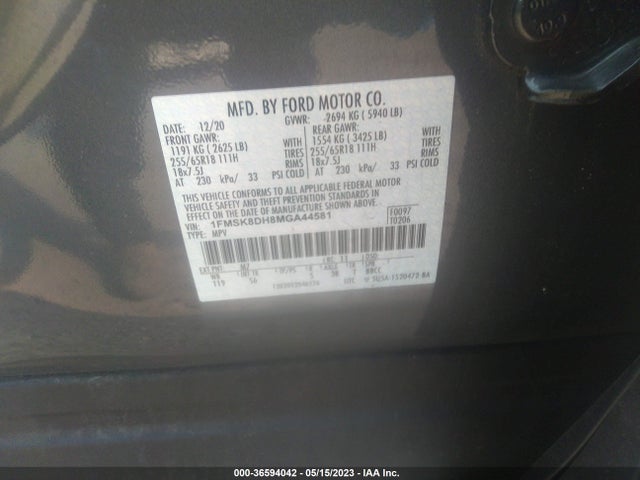 Ford EXPLORER XLT 2021 1FMSK8DH8MGA44581 Image 10