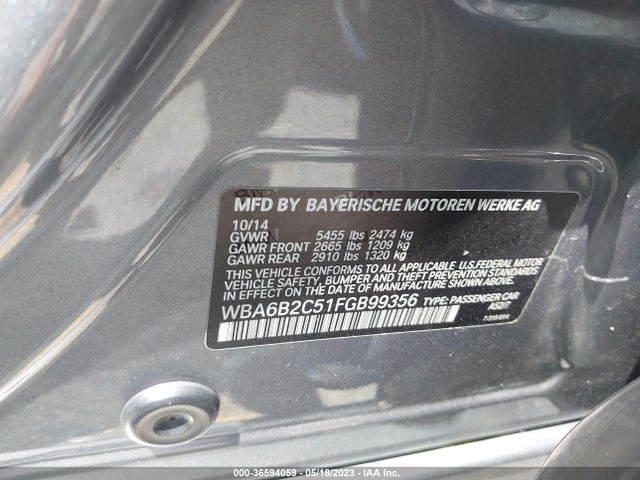 WBA6B2C51FGB99356 BMW 6 Series 650i