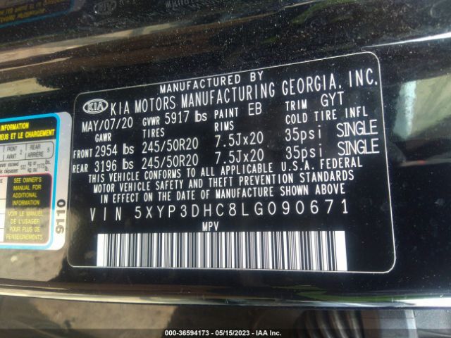 5XYP3DHC8LG090671 KIA Telluride Ex
