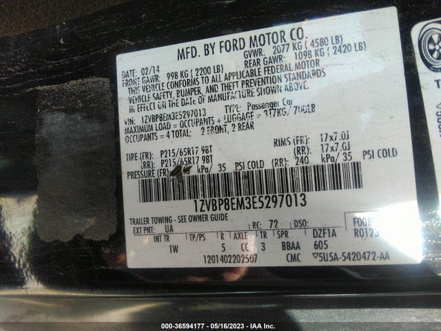 Ford Mustang V6 2014 1ZVBP8EM3E5297013 Image 9