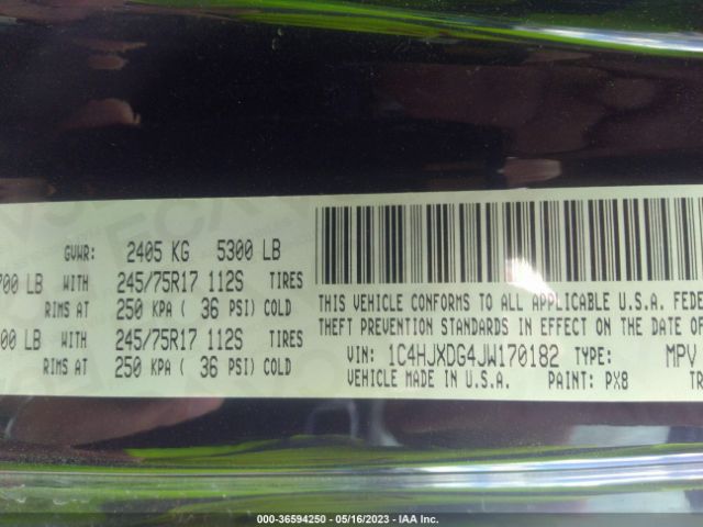 1C4HJXDG4JW170182 Jeep Wrangler Unlimited Sport