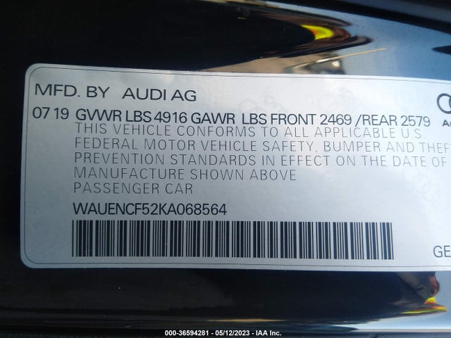 WAUENCF52KA068564 Audi A5 Sportback Premium Plus