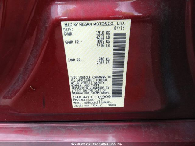 1N4AL3AP7EC104909 Nissan Altima 2.5 Sl