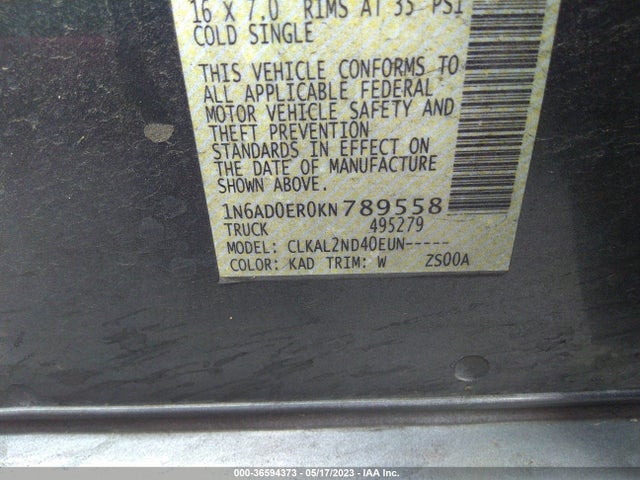 Nissan Frontier Sv 2019 1N6AD0ER0KN789558 Image 11