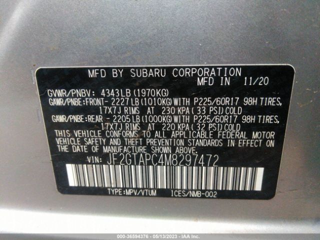 JF2GTAPC4M8297472 Subaru Crosstrek Premium