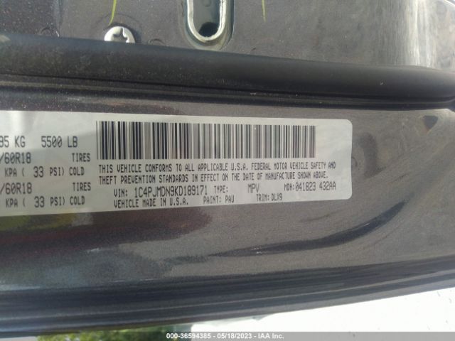 1C4PJMDN9KD189171 Jeep Cherokee Limited