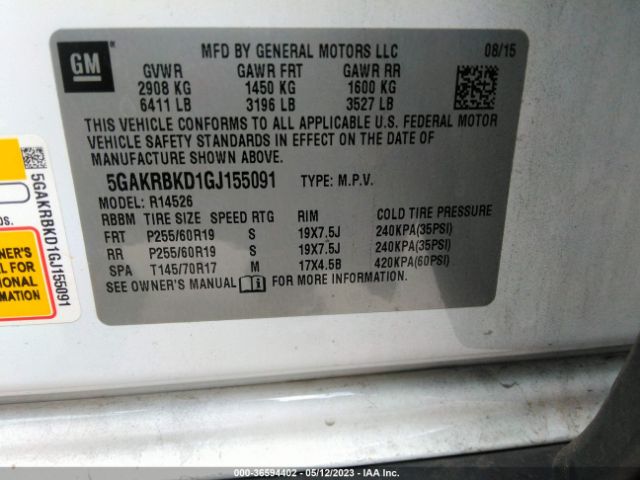5GAKRBKD1GJ155091 Buick Enclave Leather