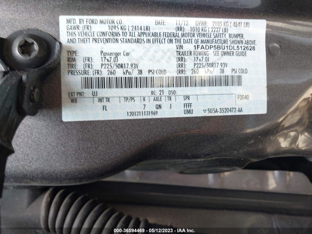 2013 FORD C-MAX HYBRID SEL VIN: 1FADP5BU1DL512628